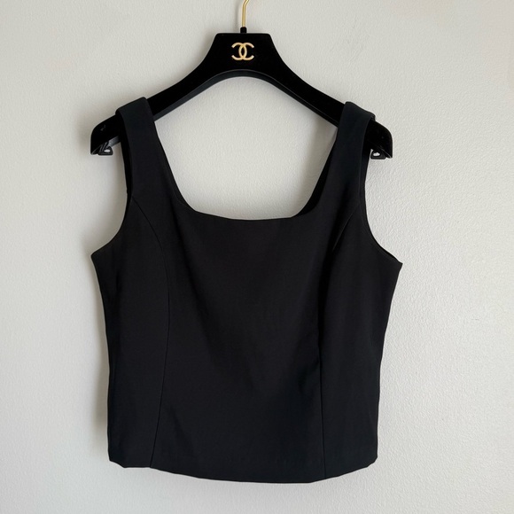 Vtg 90s City Triangles square neck corset shell style top black size large - Picture 1 of 5